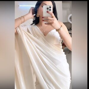 New designer Indian Pakistani ivory pure silk Saree Blouse set from Aza